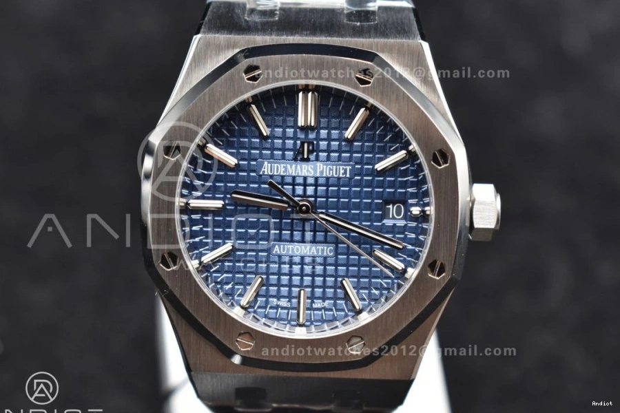 15450 on Best 1:1 Bracelet 37mm Edition Dial Clone Super Royal Blue SS SS ZF Textured Oak SA3120 0117